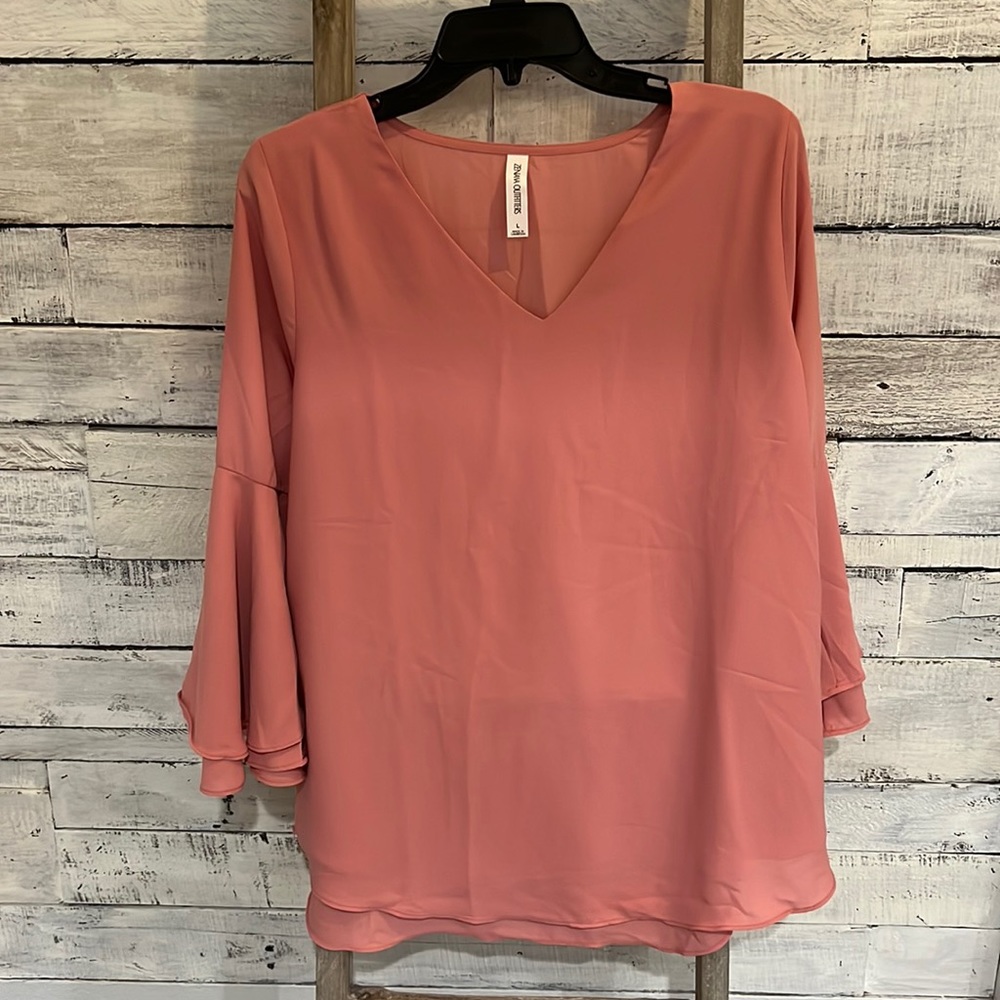 Pretty in Pink Bell Sleeve Blouse